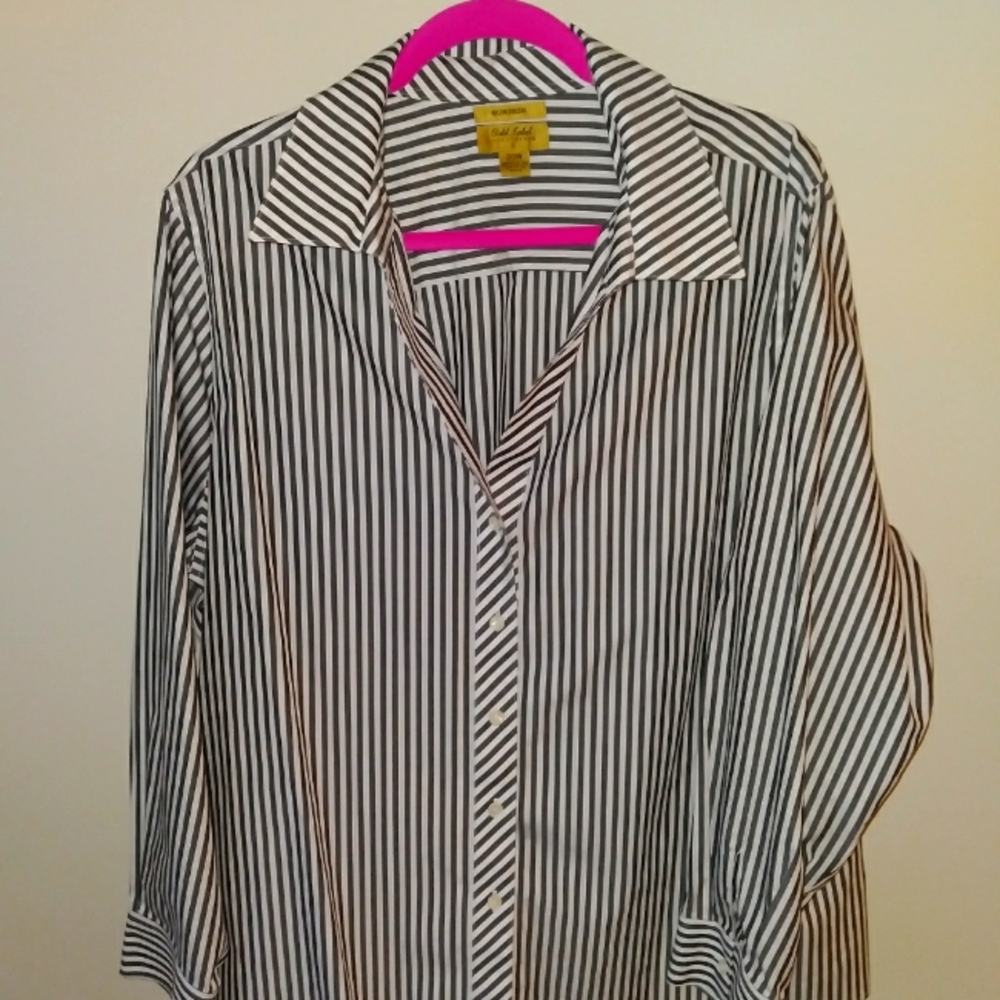 Gold Labeled Investments woman's 20W long sleeve button-down blouse.
